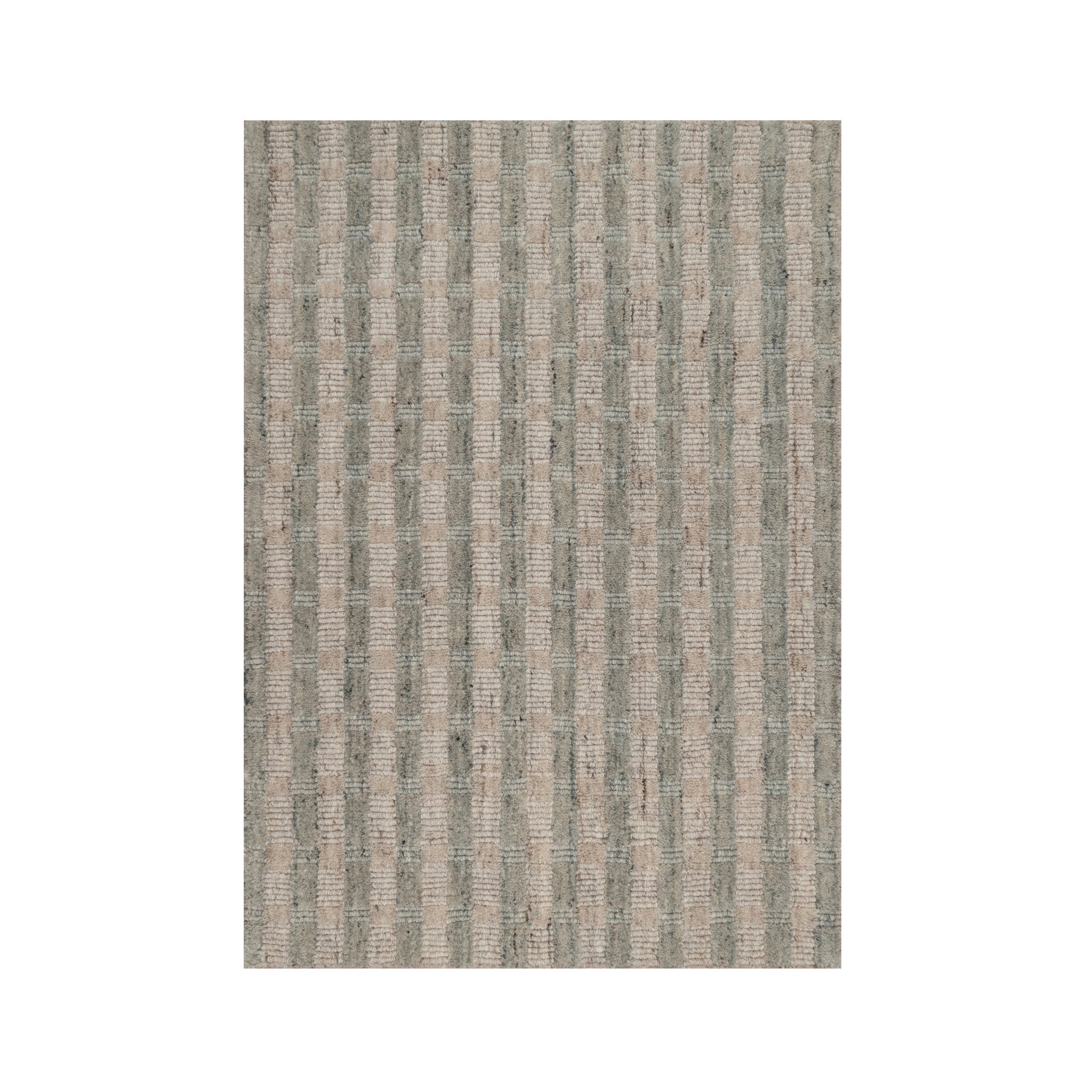 2'x3' Tan Brown and Gray, Vertical Stripes Design with Salt and Pepper Effect, Undyed Natural Wool, Hand Loomed, Sample, Mat, Oriental Rug 